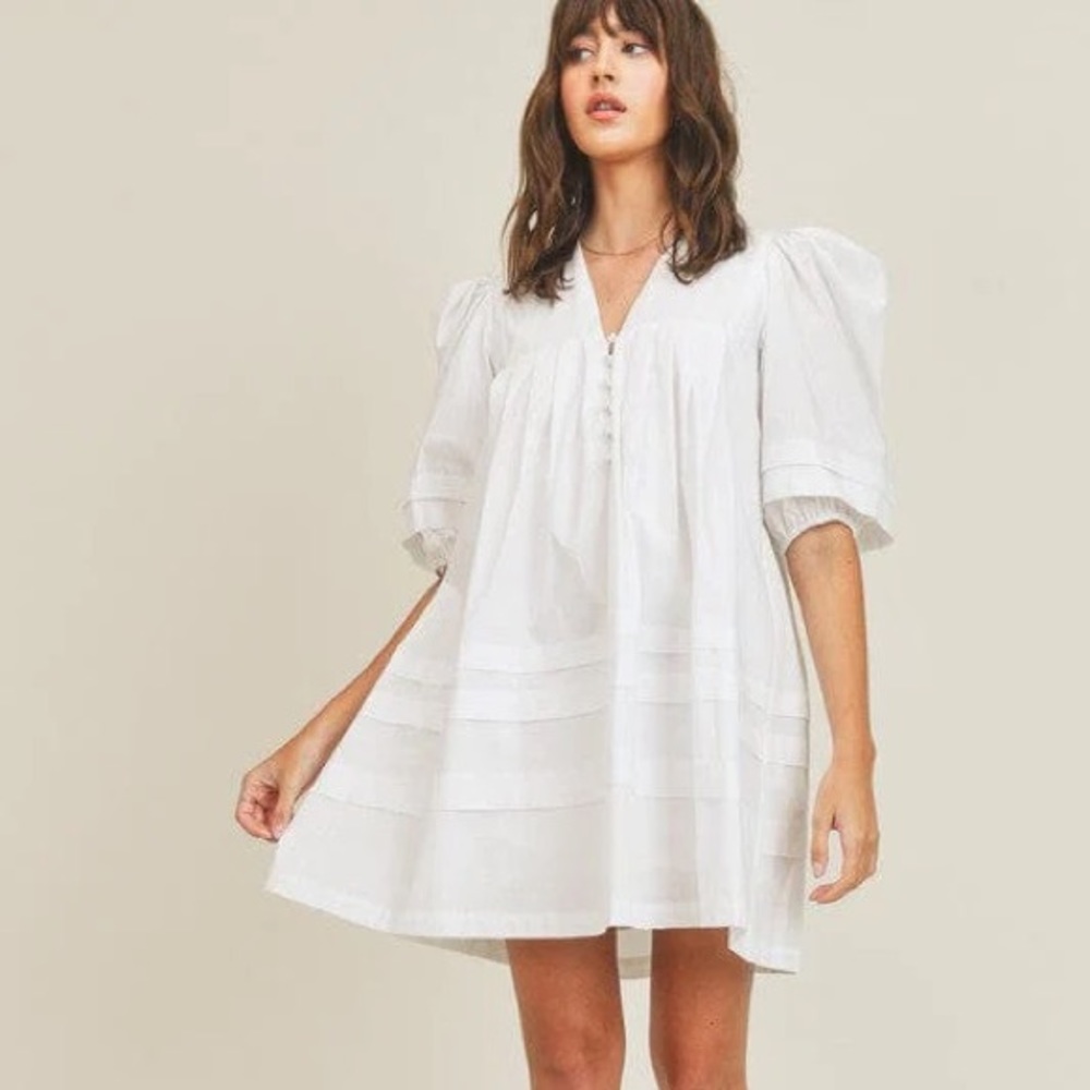 Mable Puff Sleeve Poplin Dress